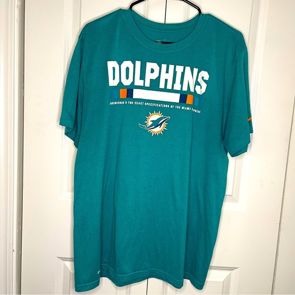 Nike Dri-Fit MIAMI DOLPHINS TEAM ISSUED Size XL AQUA SHORT SLEEVE NFL Teal Blue - Picture 1 of 10